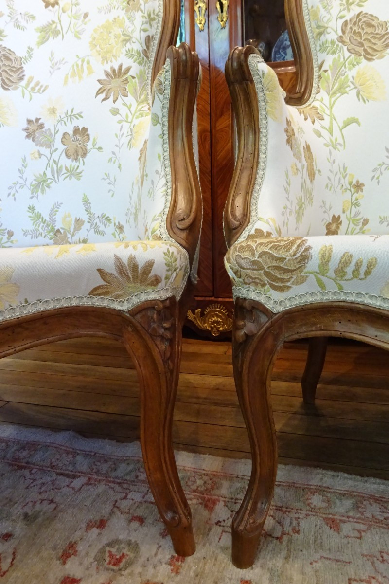 Pair Of Louis XV Period Bergères Stamped J Lechartier-photo-3