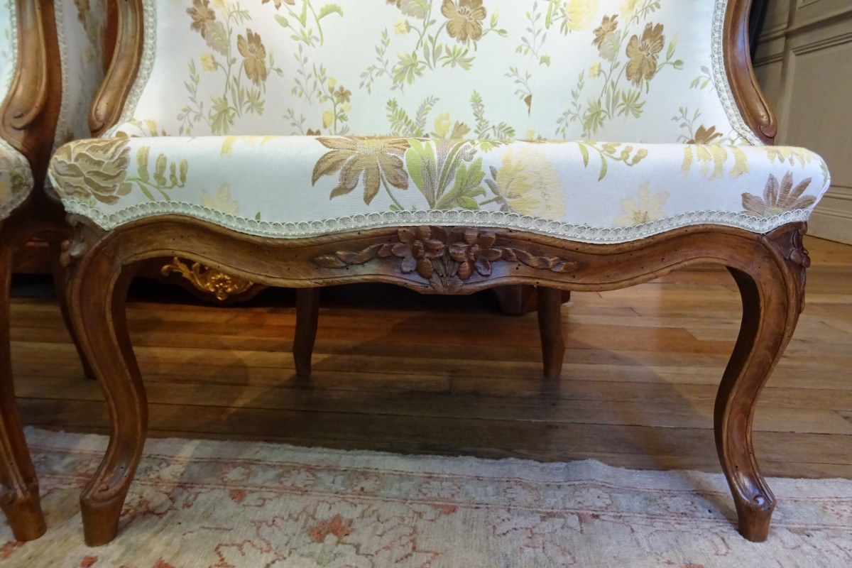 Pair Of Louis XV Period Bergères Stamped J Lechartier-photo-5