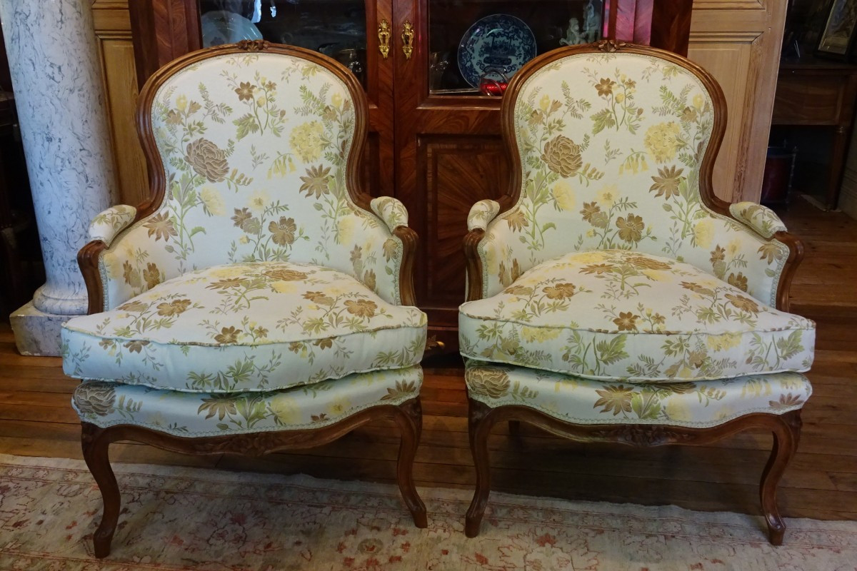 Pair Of Louis XV Period Bergères Stamped J Lechartier