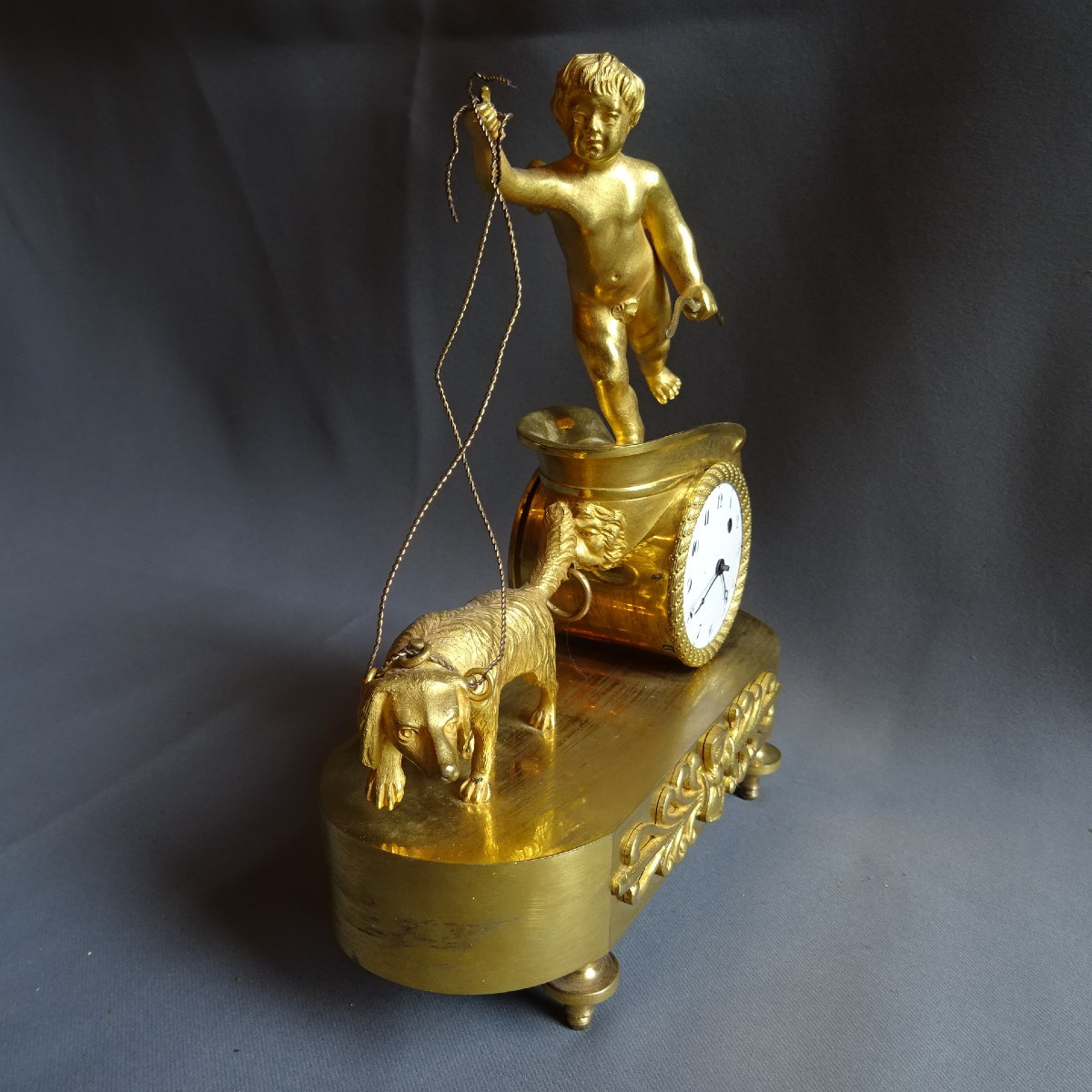 Gilt Bronze Clock " Love And Fidelity" Empire Period-photo-2