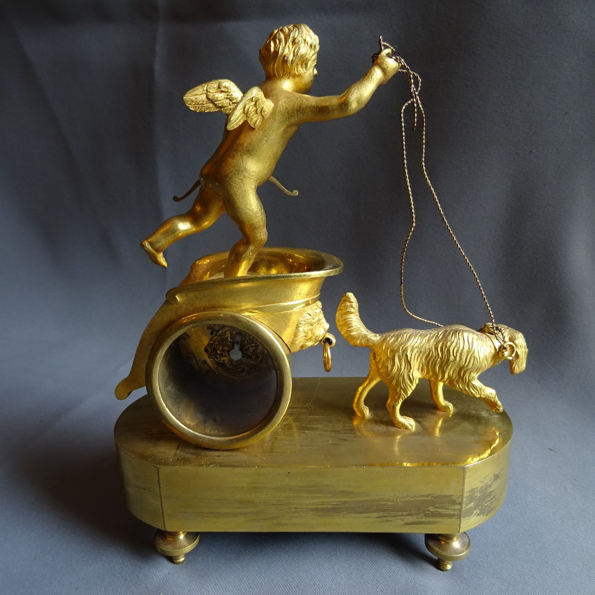 Gilt Bronze Clock " Love And Fidelity" Empire Period-photo-3