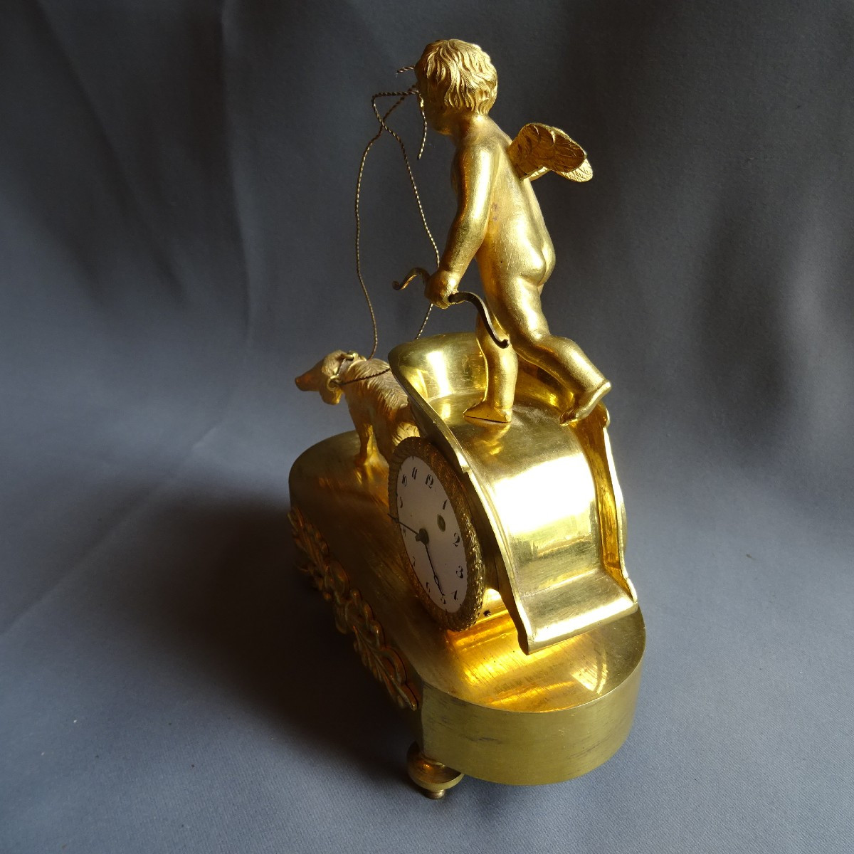 Gilt Bronze Clock " Love And Fidelity" Empire Period-photo-4
