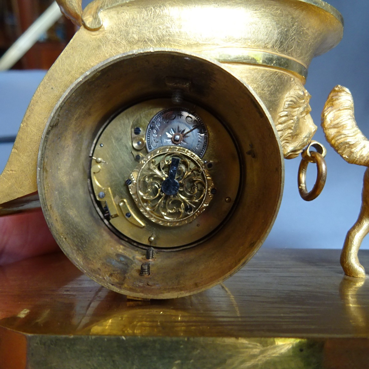 Gilt Bronze Clock " Love And Fidelity" Empire Period-photo-1