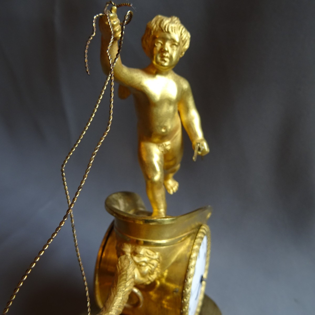 Gilt Bronze Clock " Love And Fidelity" Empire Period-photo-3