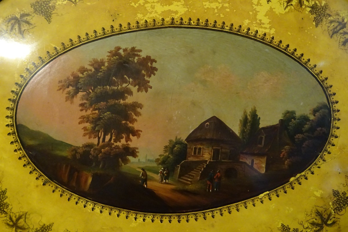 Restoration-period Painted Tin Top 76 Cm-photo-1
