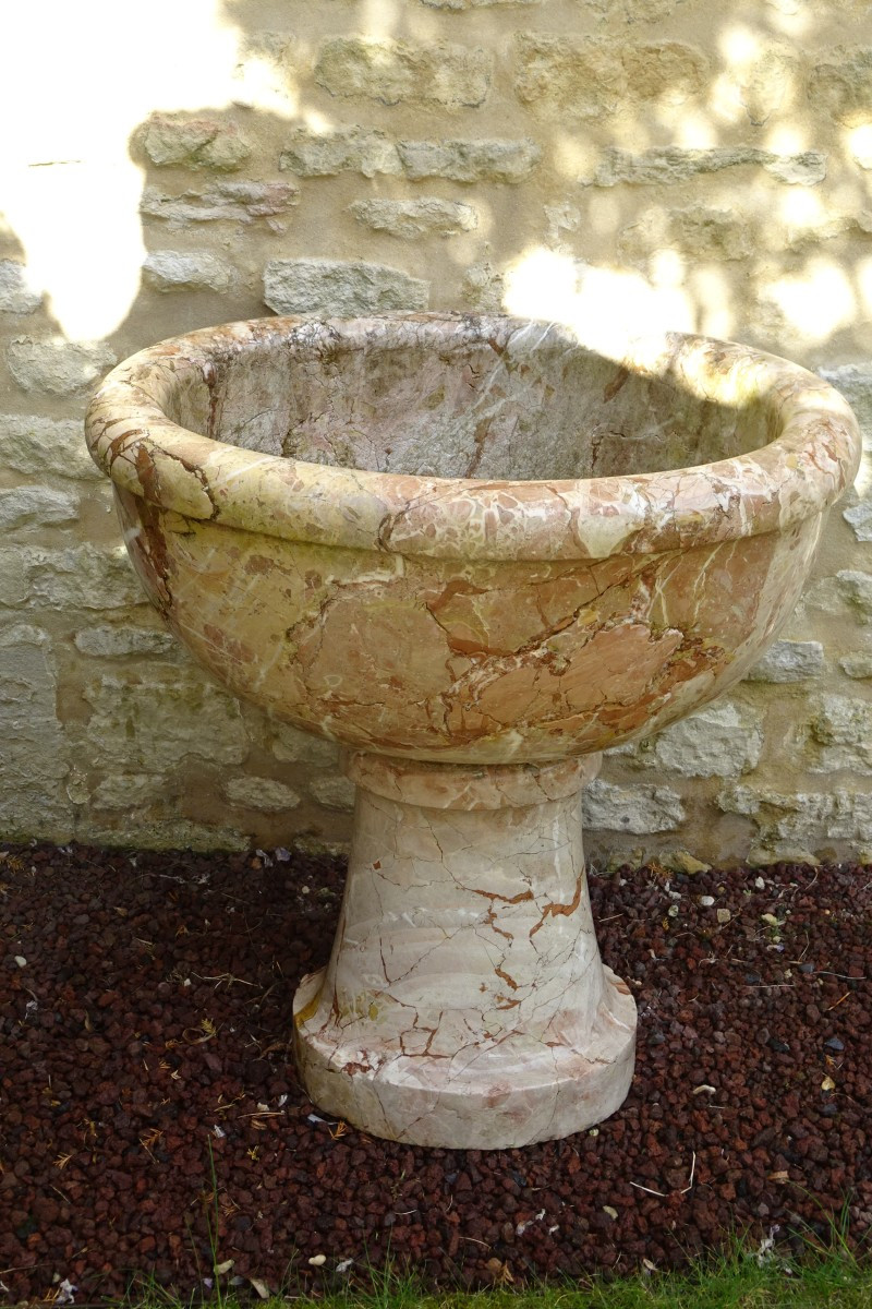 Vasque, fontaine sur pied en marbre d'époque XVIII ème-photo-2
