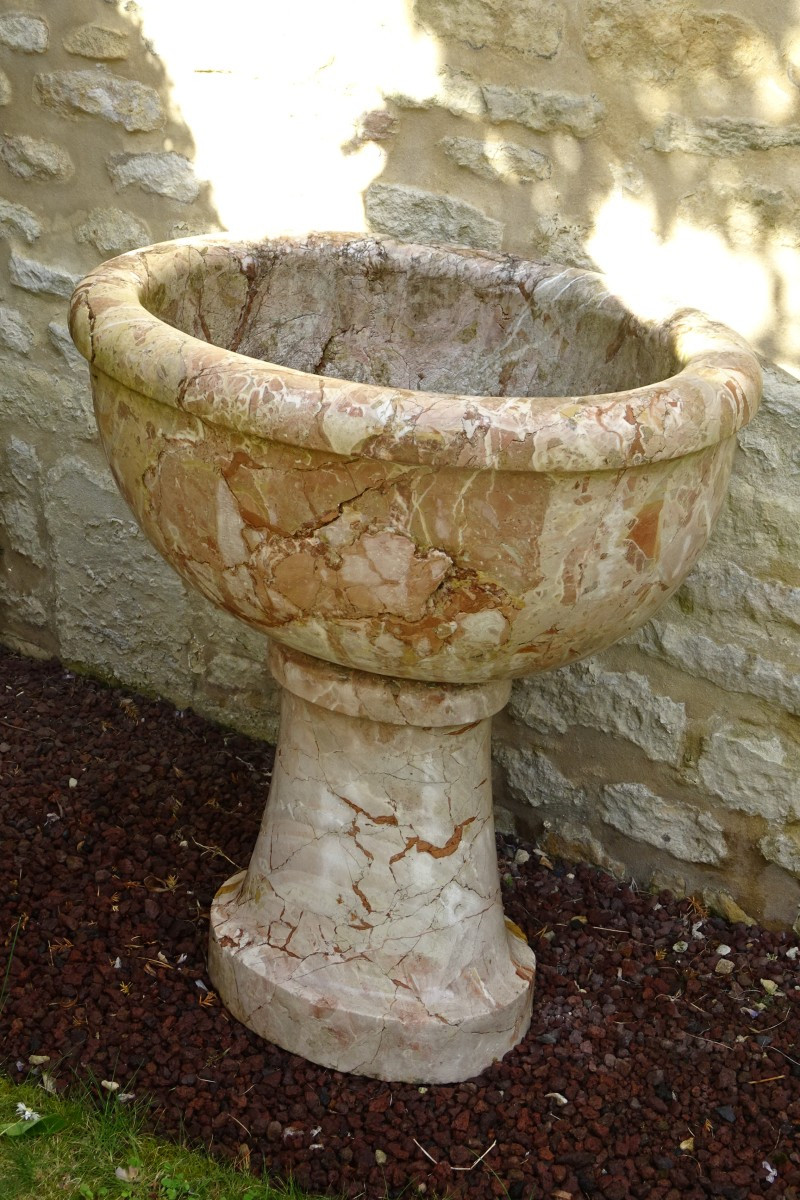 Vasque, fontaine sur pied en marbre d'époque XVIII ème-photo-4