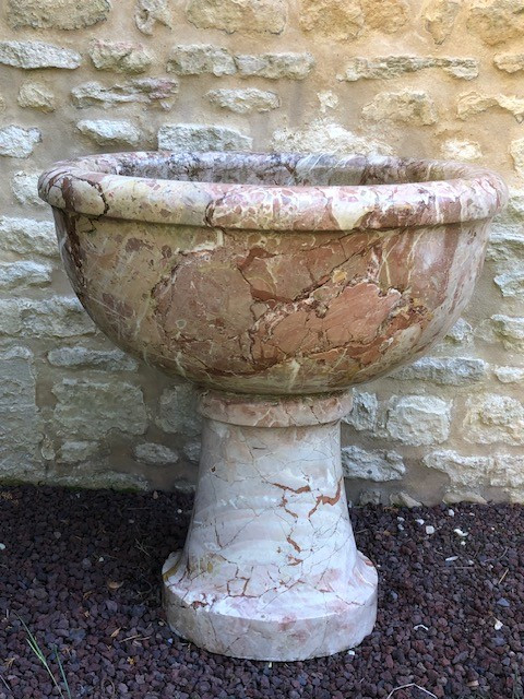 Vasque, fontaine sur pied en marbre d'époque XVIII ème-photo-6
