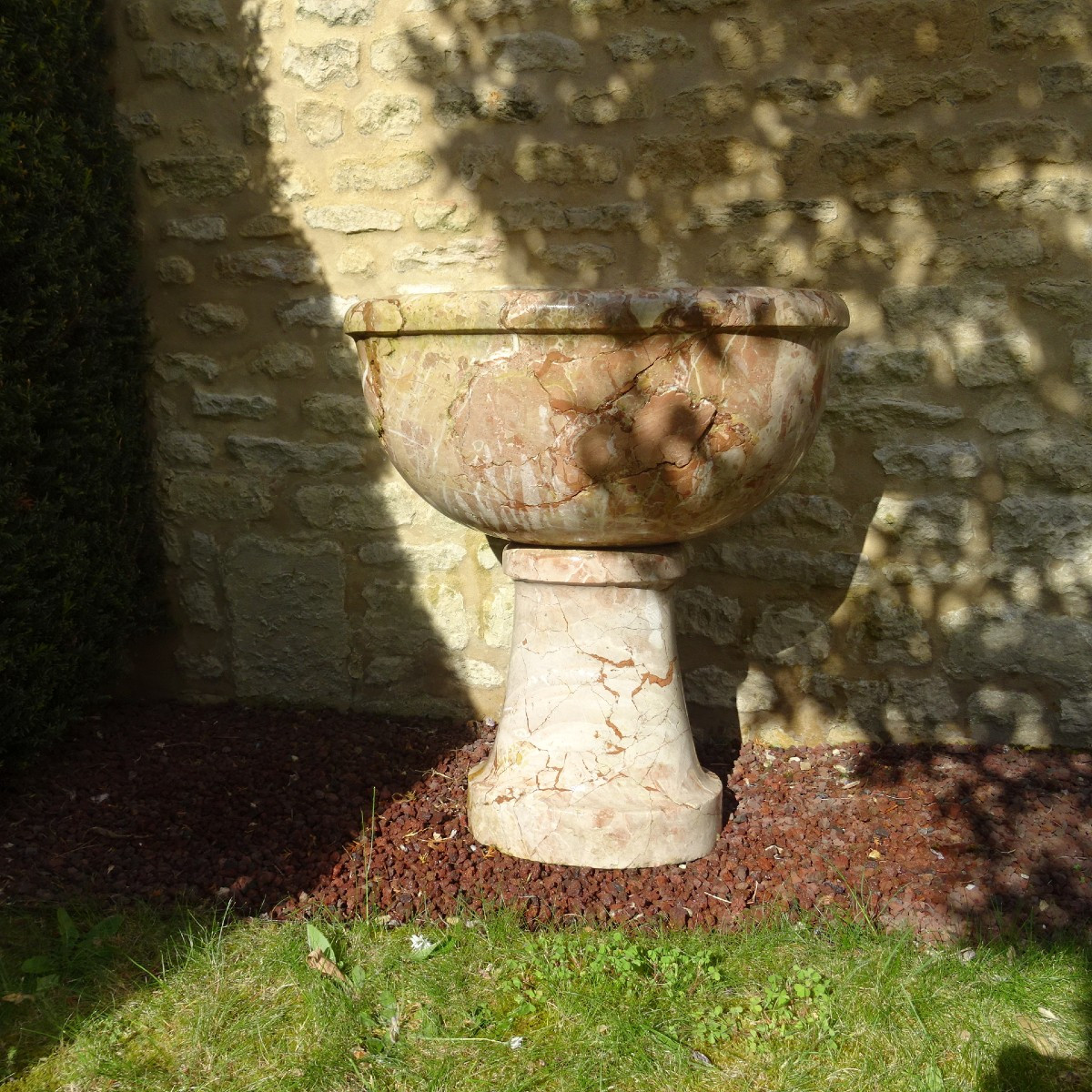 Vasque, fontaine sur pied en marbre d'époque XVIII ème-photo-7