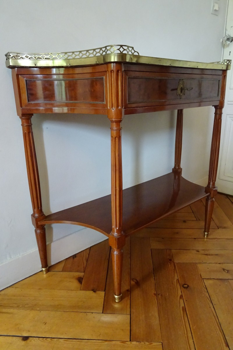 Console en acajou moucheté d'époque Louis XVI-photo-2