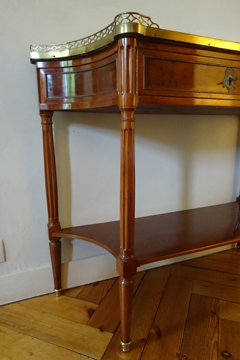 Console en acajou moucheté d'époque Louis XVI-photo-5