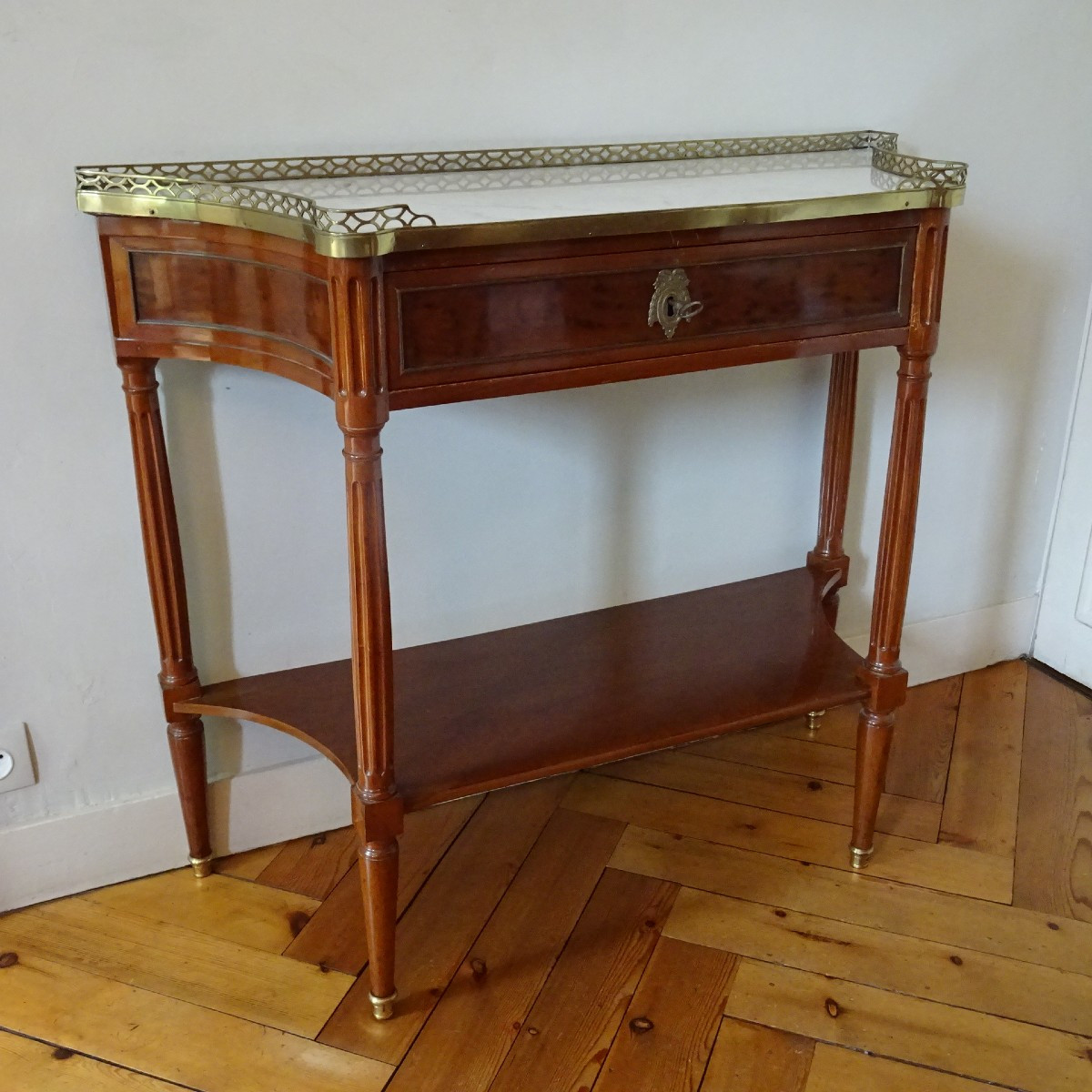 Console en acajou moucheté d'époque Louis XVI-photo-6