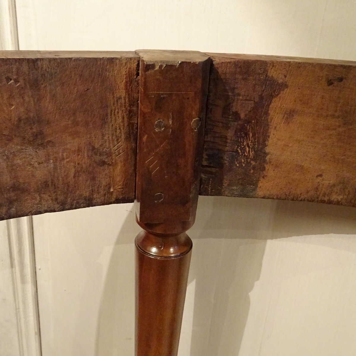 Louis XVI Period Walnut Half-moon Console Table-photo-2