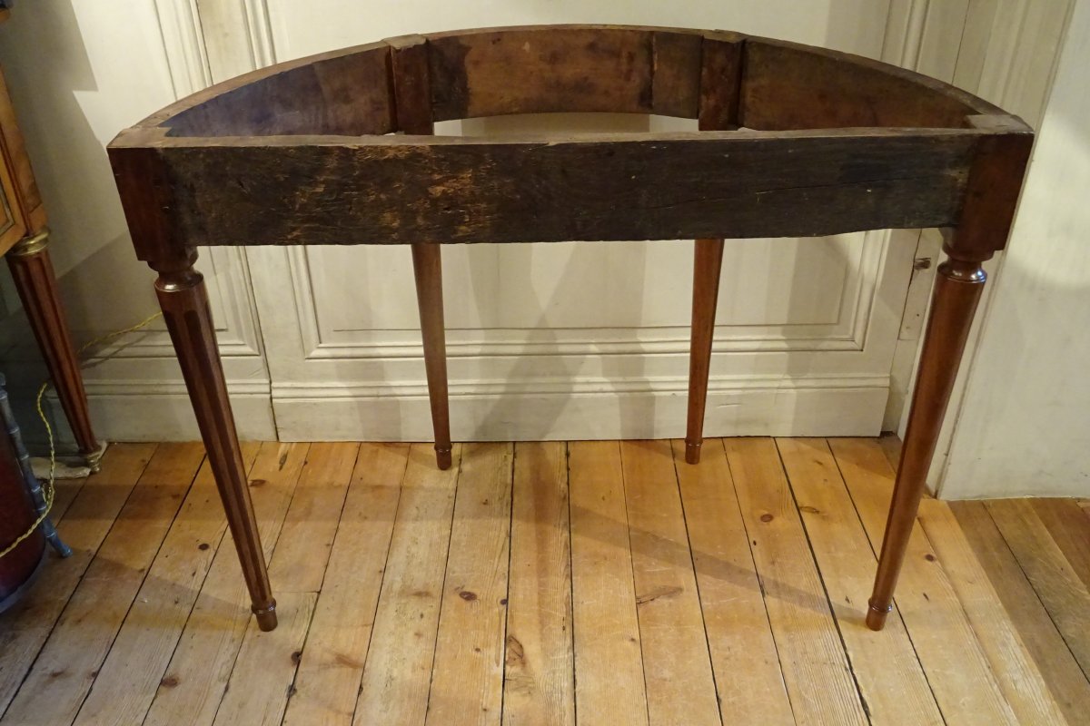 Louis XVI Period Walnut Half-moon Console Table-photo-3