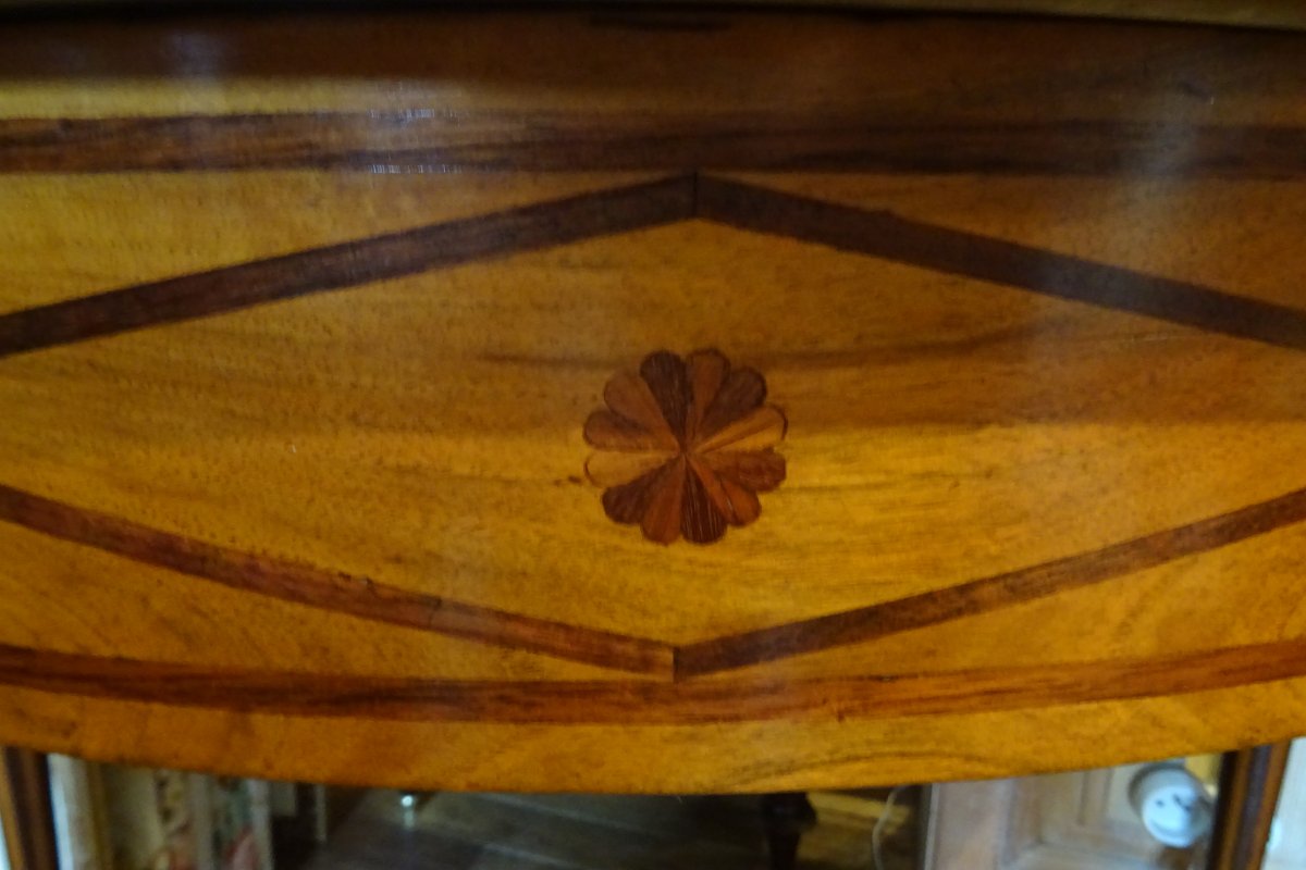 Louis XVI Period Walnut Half-moon Console Table-photo-4