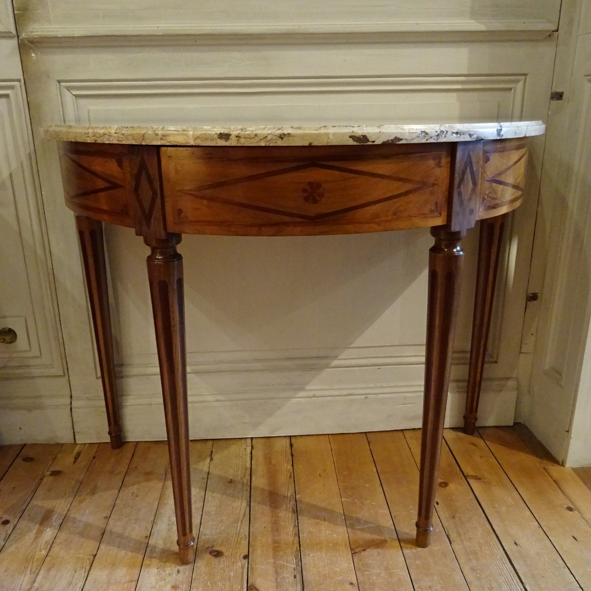 Louis XVI Period Walnut Half-moon Console Table