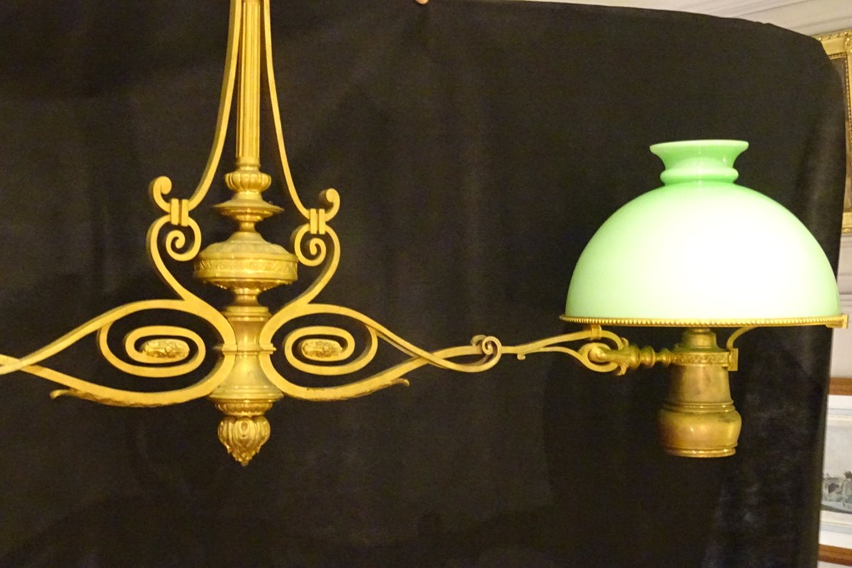 Lustre de billard en bronze doré d'époque Napoléon III-photo-3
