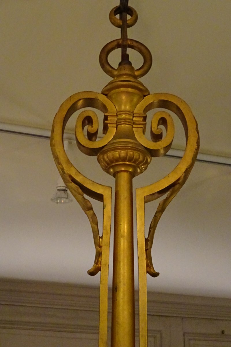 Lustre de billard en bronze doré d'époque Napoléon III-photo-1