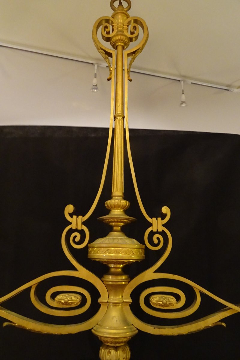Lustre de billard en bronze doré d'époque Napoléon III-photo-2