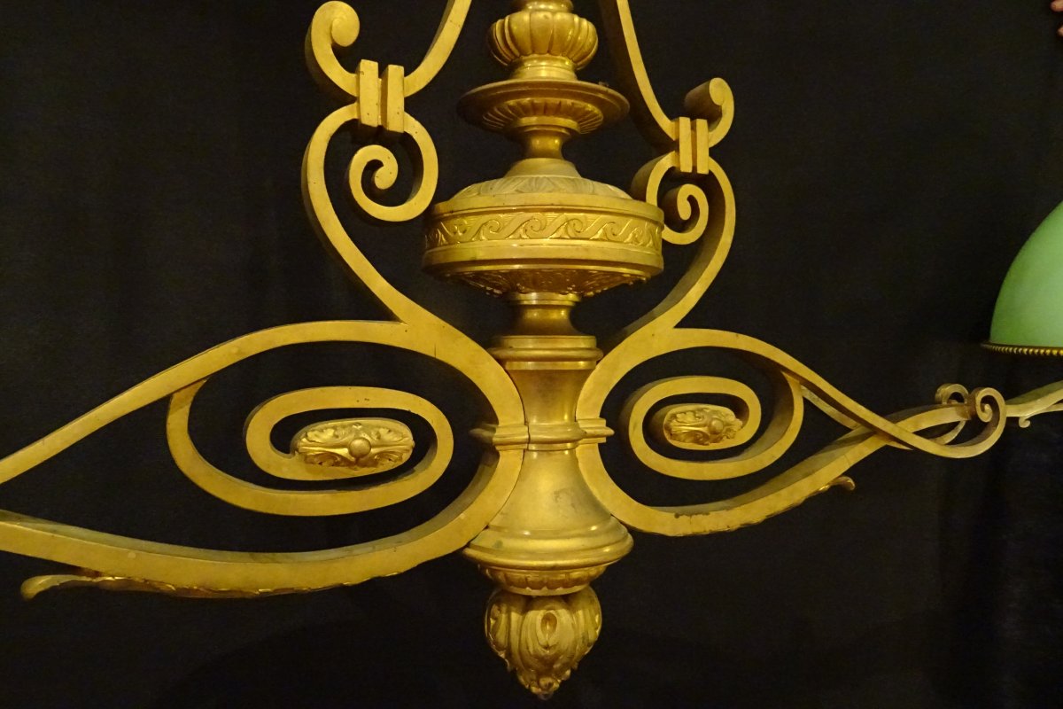Lustre de billard en bronze doré d'époque Napoléon III-photo-3