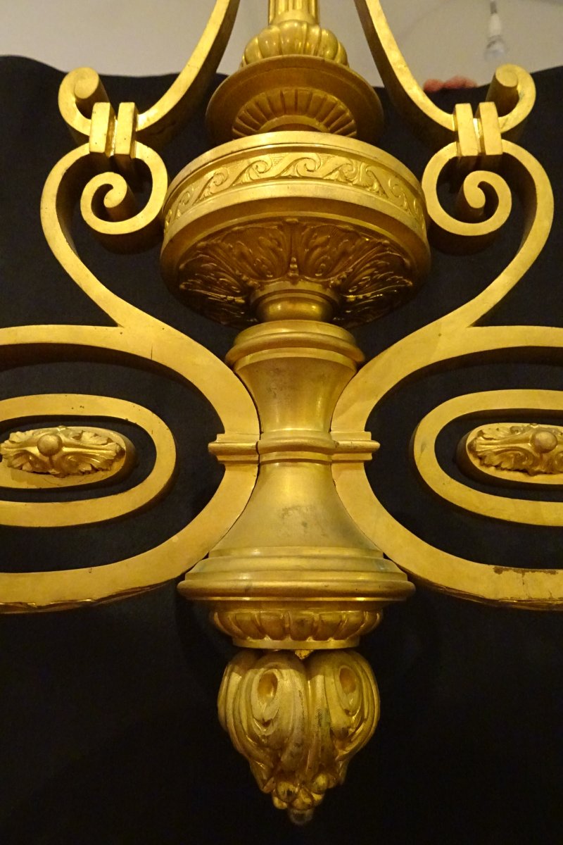Lustre de billard en bronze doré d'époque Napoléon III-photo-4