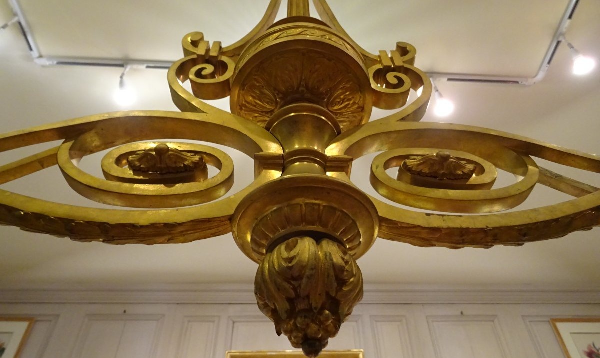 Lustre de billard en bronze doré d'époque Napoléon III-photo-5