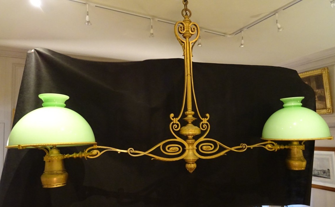 Lustre de billard en bronze doré d'époque Napoléon III-photo-8