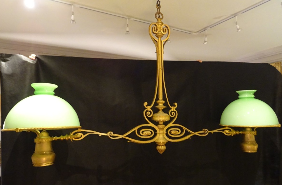 Lustre de billard en bronze doré d'époque Napoléon III