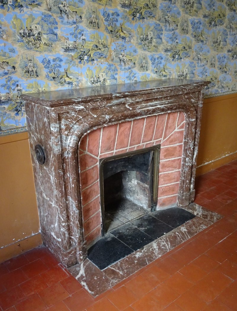Cheminée de style Louis XIV en marbre rouge royal, XIX ème-photo-3