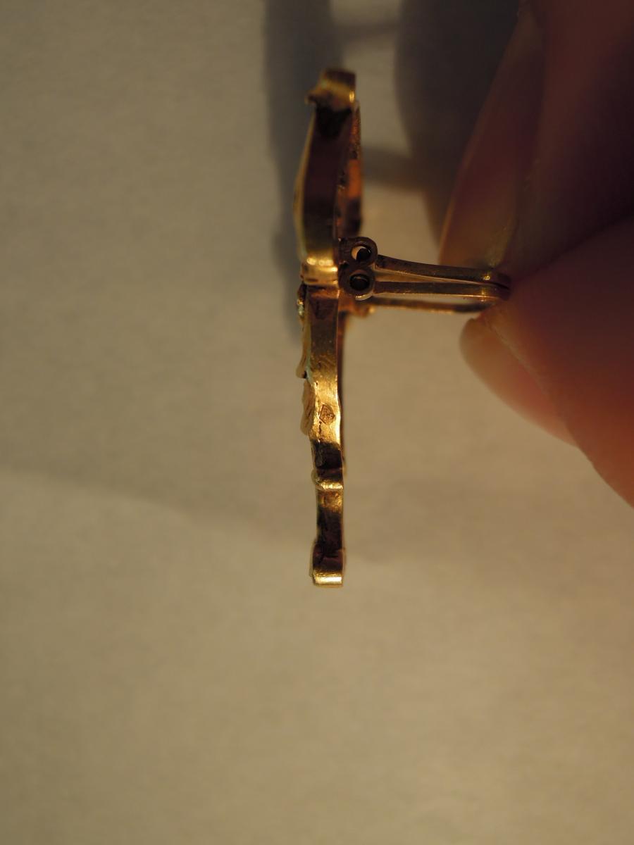 Passant ou anneau de foulard Art Nouveau en or massif-photo-4