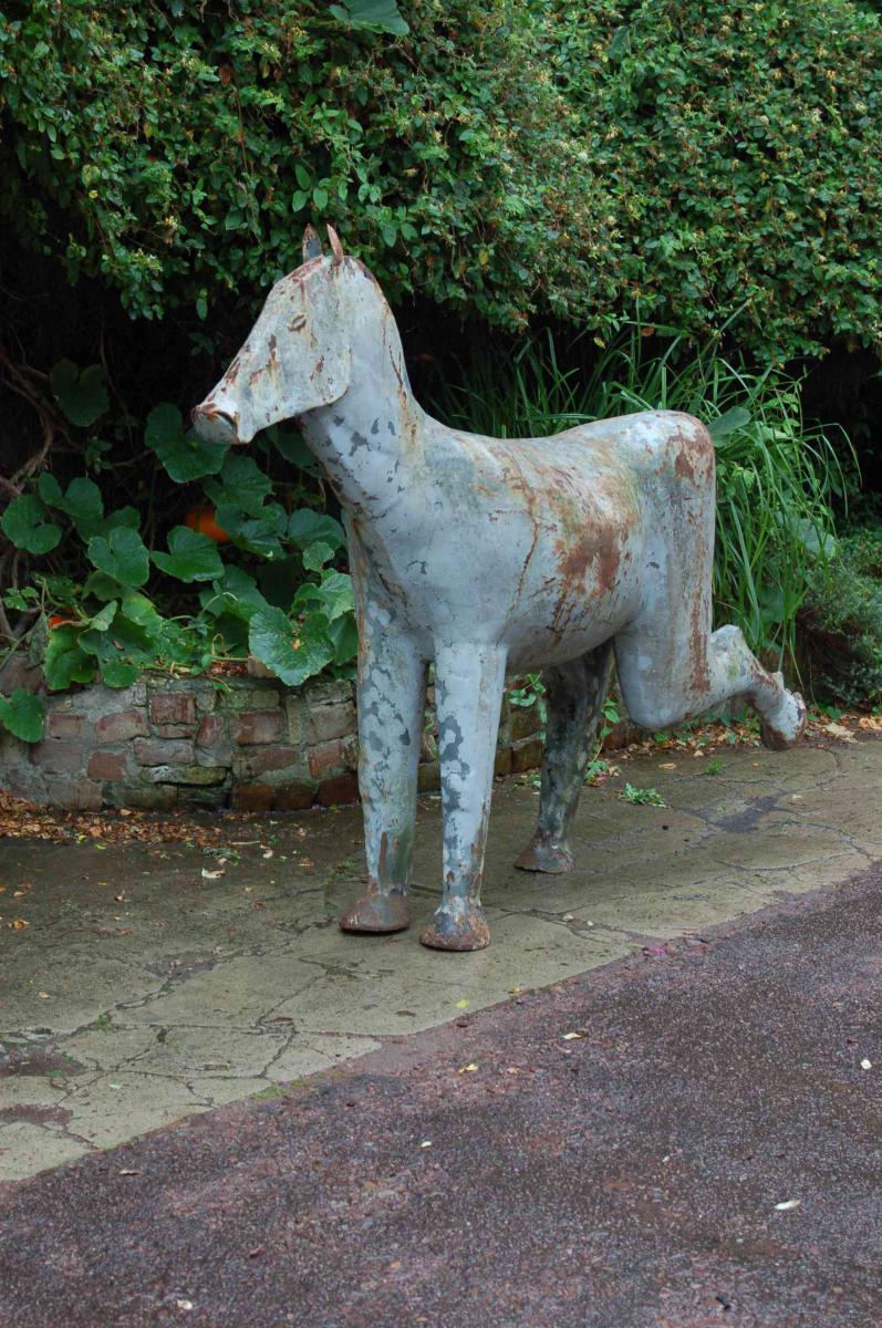 Grande sculpture de cheval stylisé. Art-Déco ou moderniste-photo-3