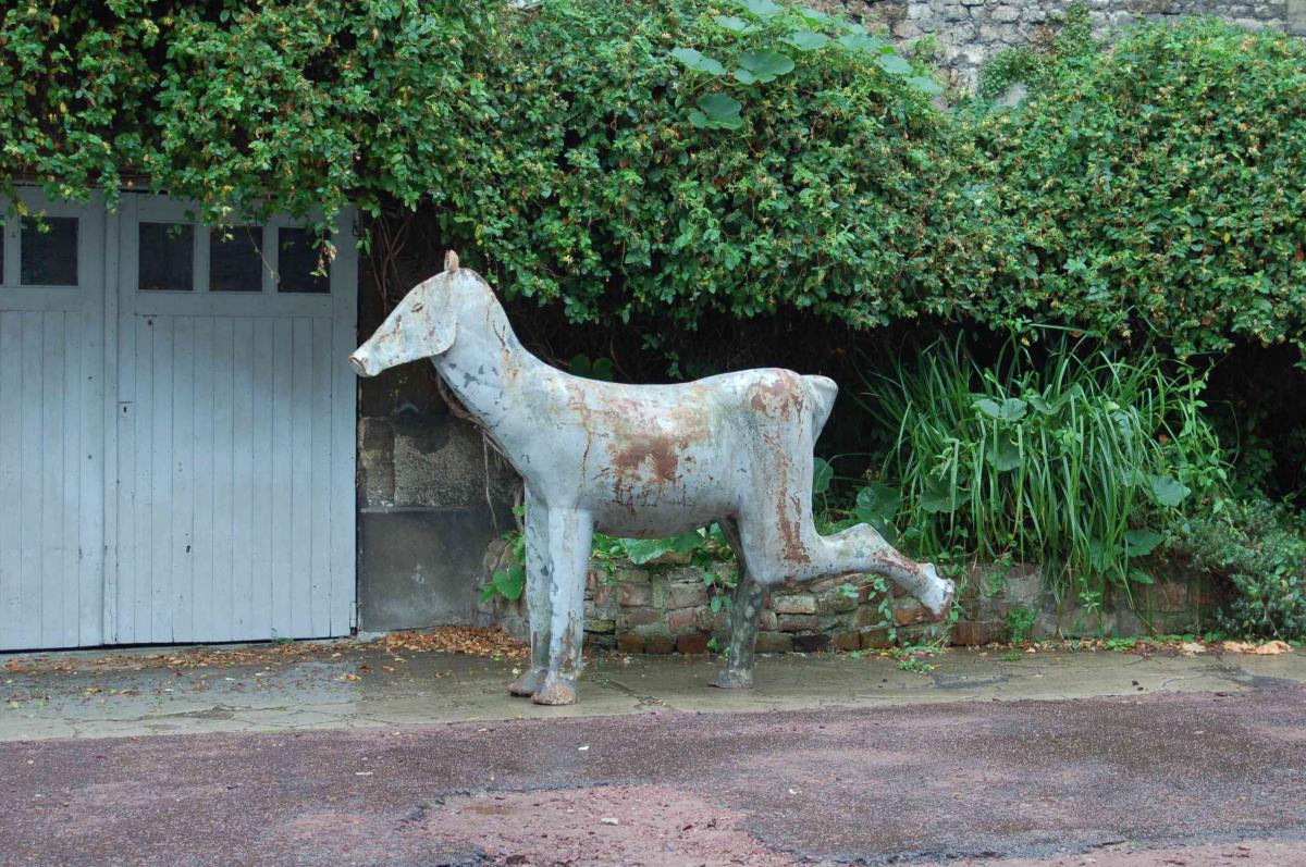 Grande sculpture de cheval stylisé. Art-Déco ou moderniste-photo-4