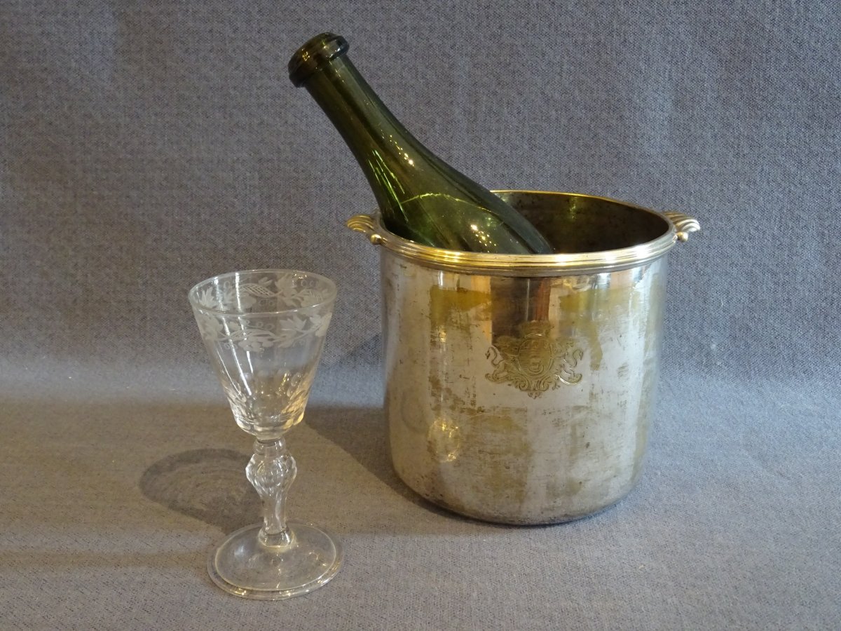 18th Century Silver Plated Metal Cooler-photo-2