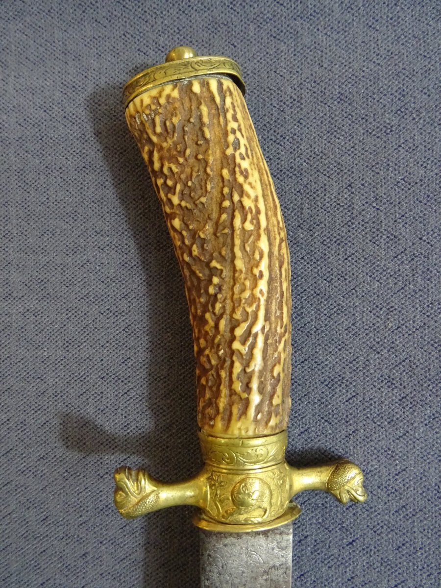 Hunting Dagger With 18th Century Engraved Blade-photo-2