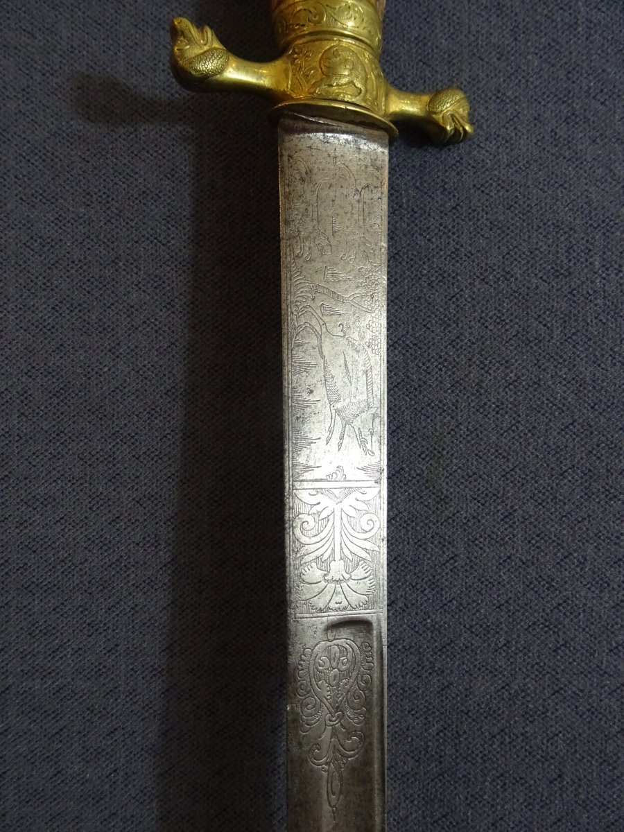 Hunting Dagger With 18th Century Engraved Blade-photo-3
