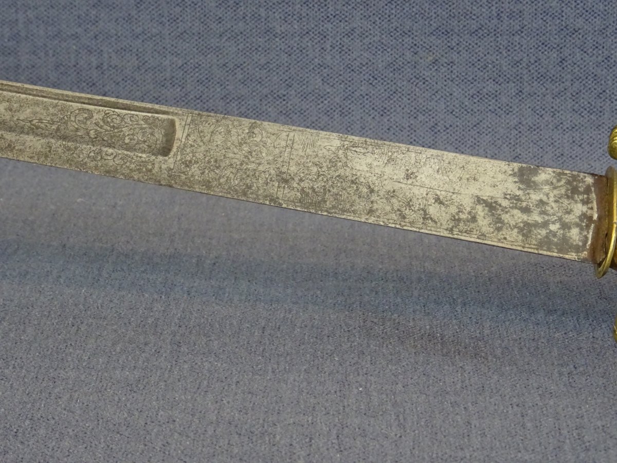 Hunting Dagger With 18th Century Engraved Blade-photo-3