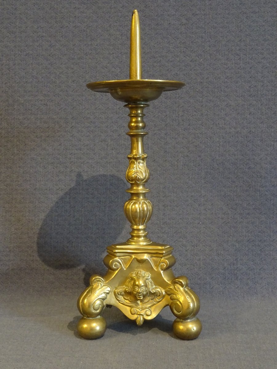 XVIIth Candlestick In Melted Brass