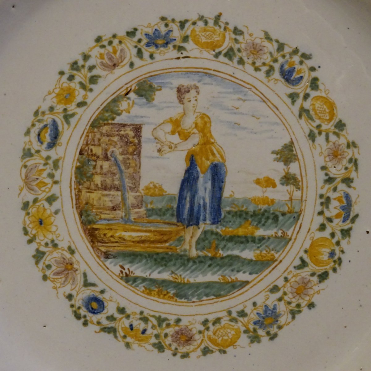 Pair Of Moustiers  Earthenware Plates With Central Medallion-photo-3