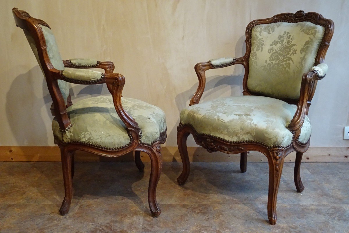 Pair Of Cabriolet Armchairs Stamped Nogaret In Lyon-photo-2