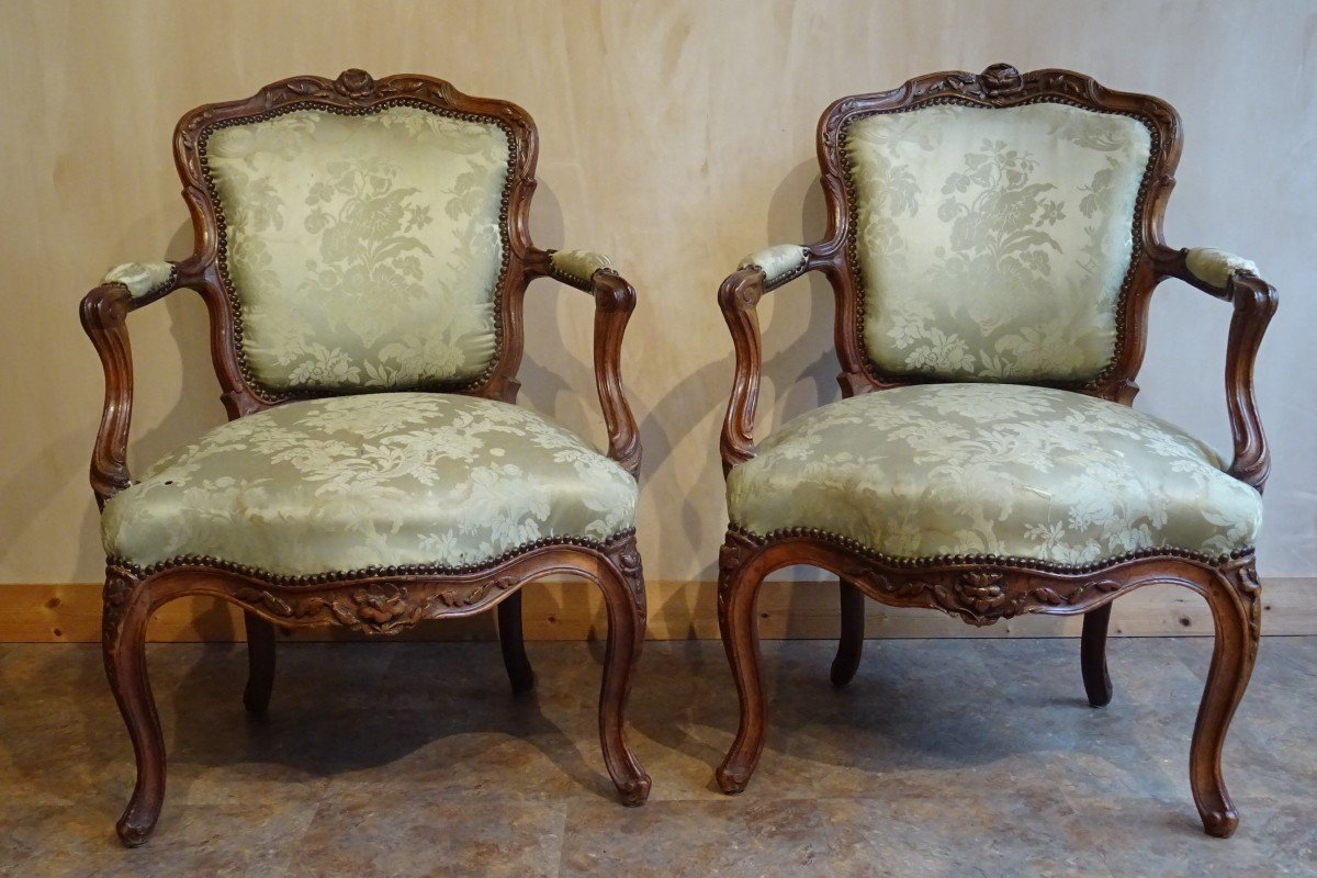 Pair Of Cabriolet Armchairs Stamped Nogaret In Lyon