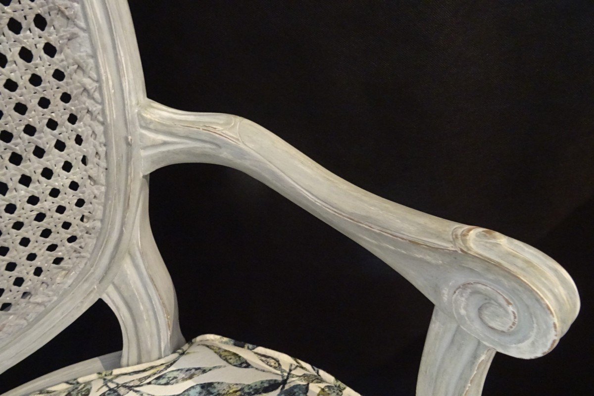 Louis XVI Period Office Armchair In Lacquered Wood-photo-2