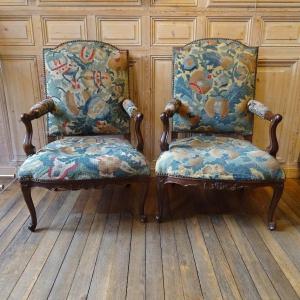 Pair Of Regency Period Armchairs With Flat Backs