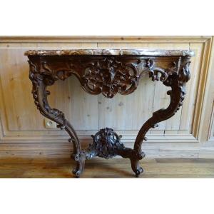 Console en chêne sculpté d'époque Régence