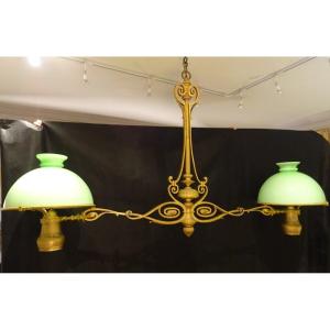 Lustre de billard en bronze doré d'époque Napoléon III