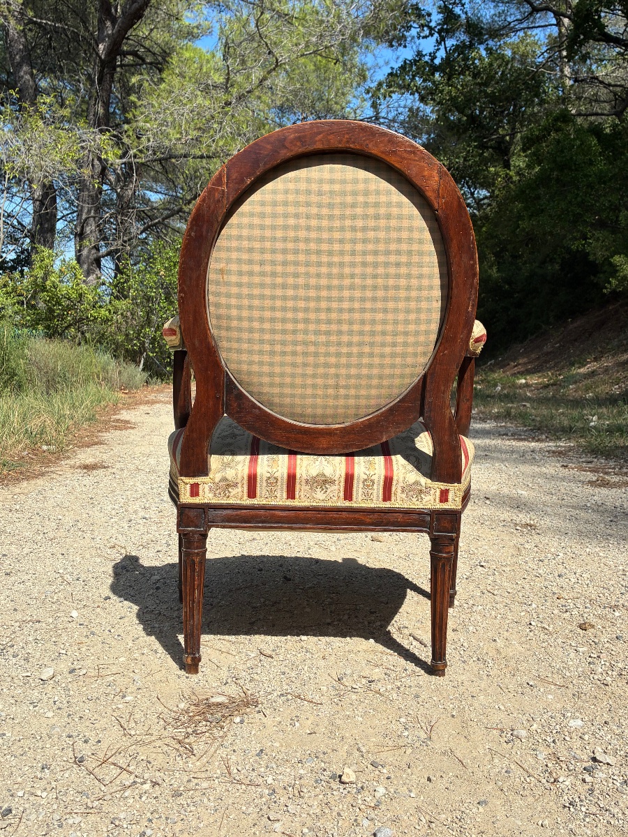 Fauteuil d’époque Louis XVi à dossier plat , estampillé -photo-7