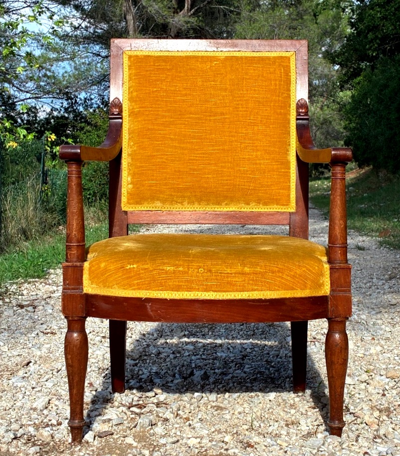 Directoire/consulat-era Armchair Stamped "jacob Frères, Rue Meslee"