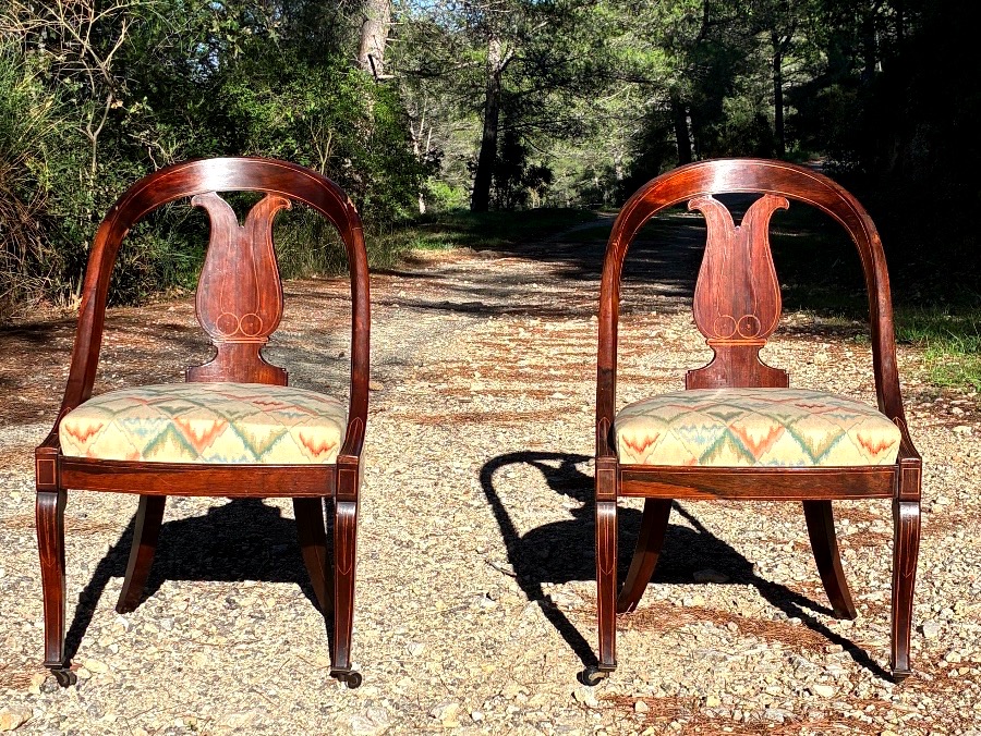 Paire de chaises à châssis d’époque Charles X à rapprocher des productions de Jeanselme -photo-2