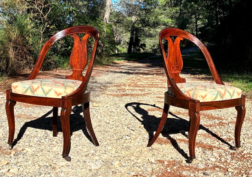 Paire de chaises à châssis d’époque Charles X à rapprocher des productions de Jeanselme -photo-3