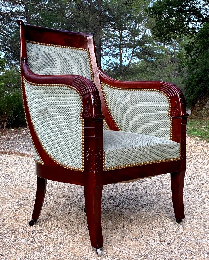 Bergère à dossier gondole d’époque Empire-photo-2