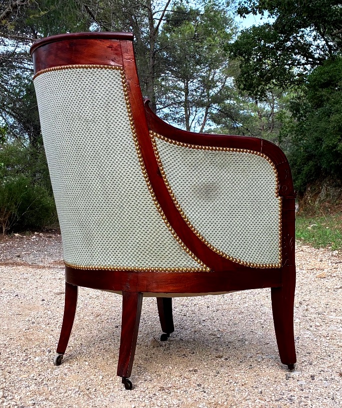 Bergère à dossier gondole d’époque Empire-photo-3